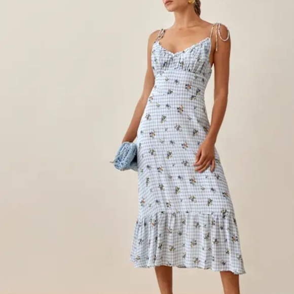 Reformation Dresses & Skirts - Reformation Floral Gingham Dress, Embry, Size 4